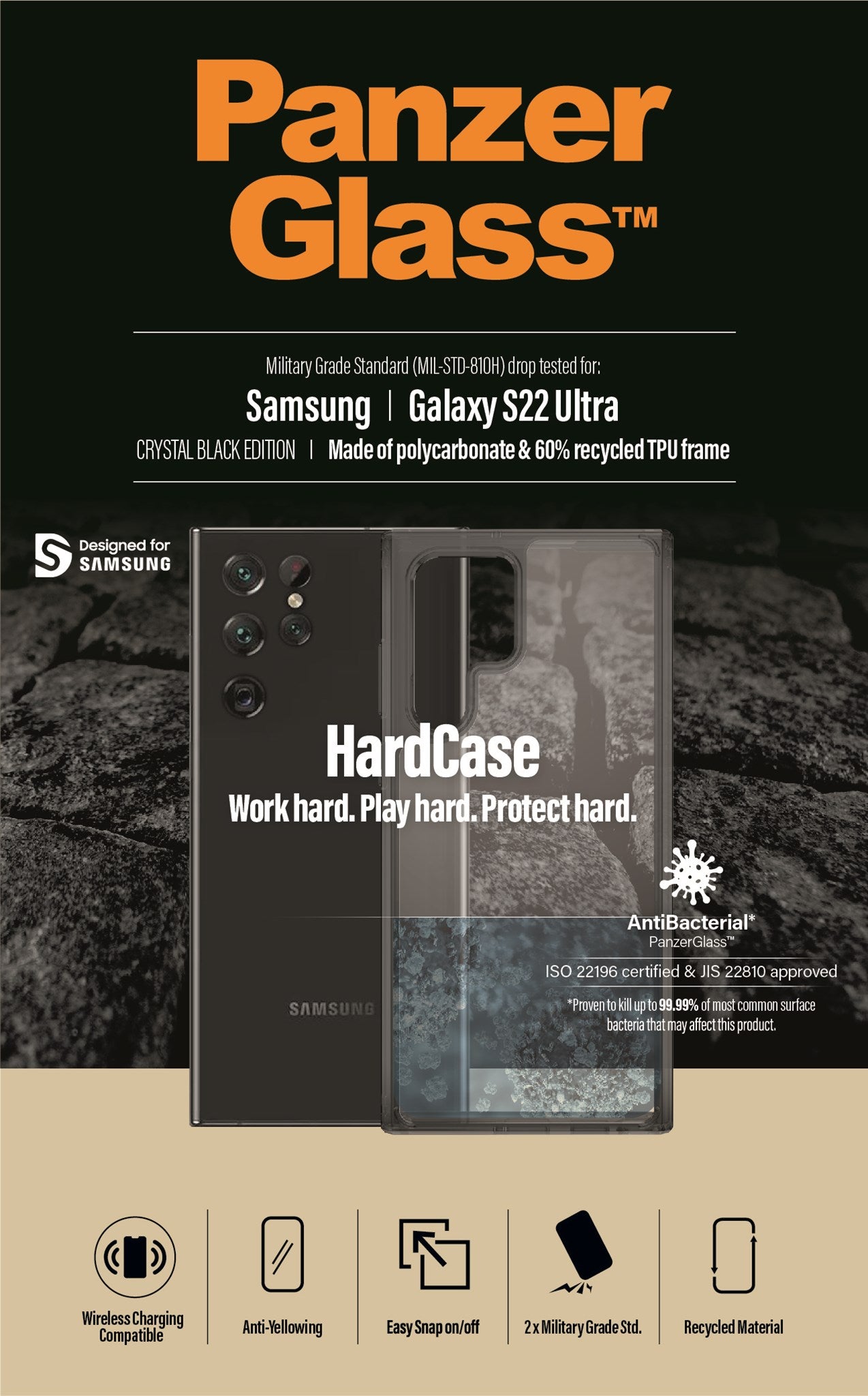 PanzerGlass® HardCase Samsung Galaxy S22 Ultra 5G - Smokey Black